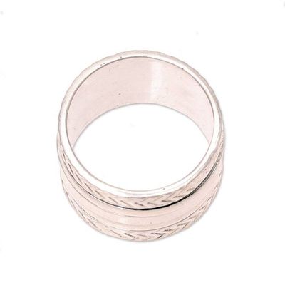 Alternate image for Sterling Silver Spinner Ring from India Gleaming Zigzag