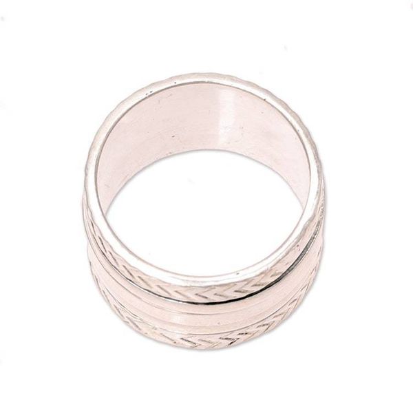 Alternate image for Sterling Silver Spinner Ring from India Gleaming Zigzag