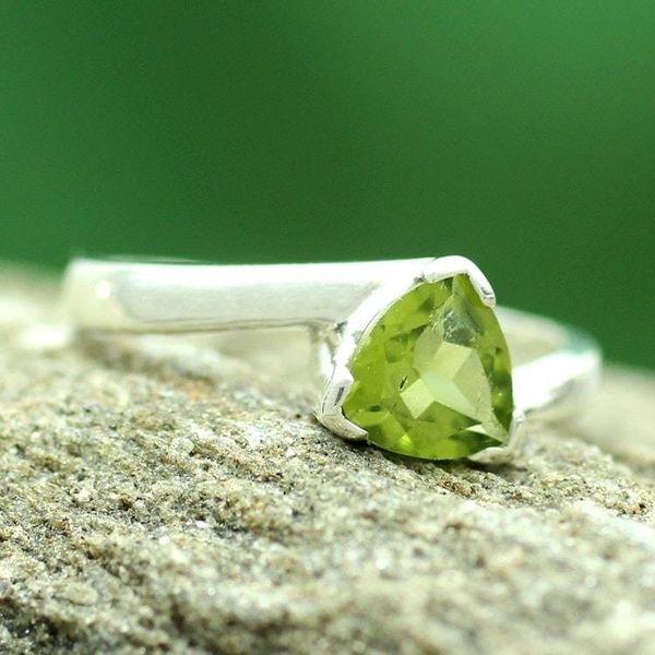 Alternate image for Solitaire Peridot Ring Crafted in Sterling Silver Scintillating Jaipur