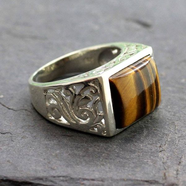 Alternate image for Hand Crafted Sterling Silver and Tiger Eye Mens Ring Warmth