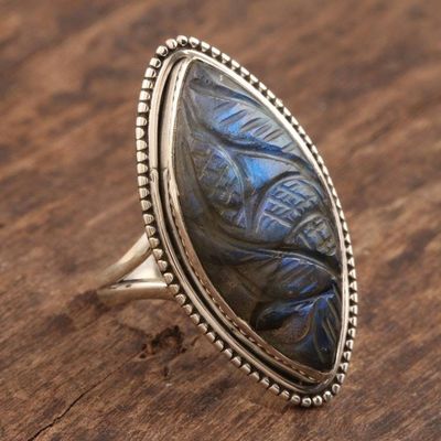 Alternate image for Sterling Silver Labradorite Cocktail Ring Leafy Splendor