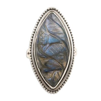 Alternate image for Sterling Silver Labradorite Cocktail Ring Leafy Splendor