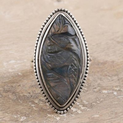 Alternate image for Sterling Silver Labradorite Cocktail Ring Leafy Splendor