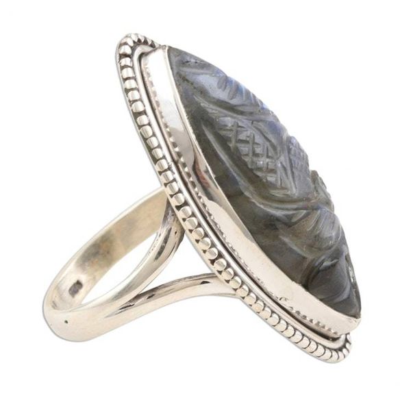 Alternate image for Sterling Silver Labradorite Cocktail Ring Leafy Splendor
