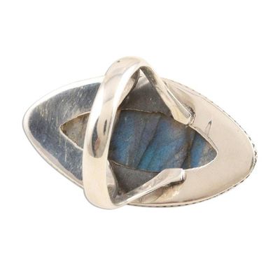 Alternate image for Sterling Silver Labradorite Cocktail Ring Leafy Splendor