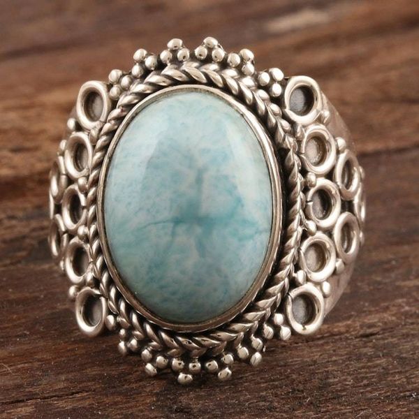 Alternate image for Genuine Larimar Cocktail Ring Quiet Sea