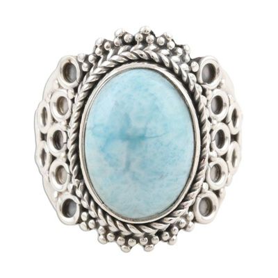 Alternate image for Genuine Larimar Cocktail Ring Quiet Sea