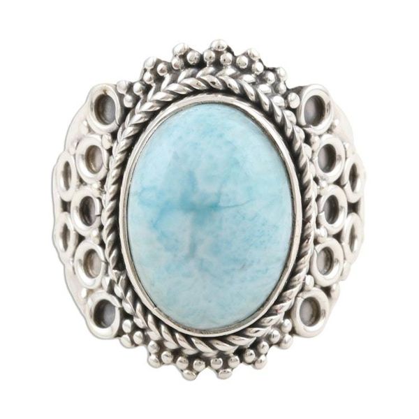 Alternate image for Genuine Larimar Cocktail Ring Quiet Sea