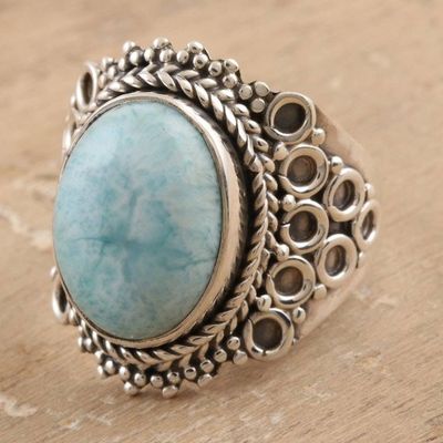 Alternate image for Genuine Larimar Cocktail Ring Quiet Sea