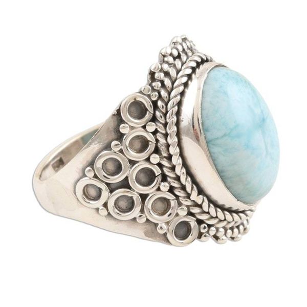 Alternate image for Genuine Larimar Cocktail Ring Quiet Sea