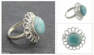 Alternate image for Larimar Single Stone Ring Azure Blossom