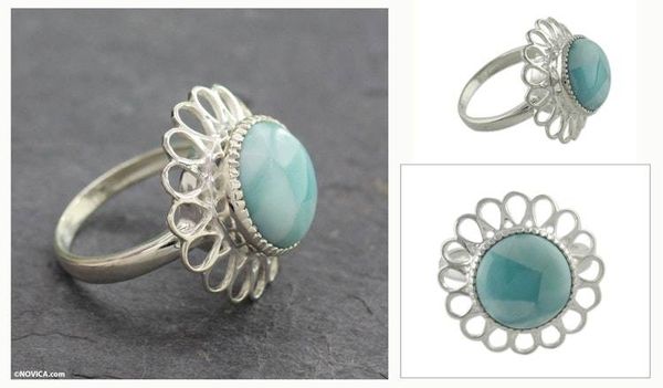 Alternate image for Larimar Single Stone Ring Azure Blossom
