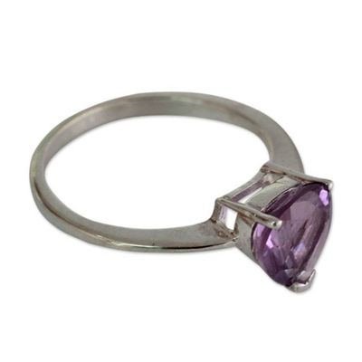 Alternate image for Genuine 1.5 Carat Amethyst Solitaire Ring from India Lovely Lilac