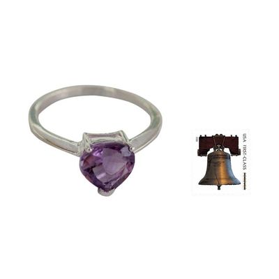 Alternate image for Genuine 1.5 Carat Amethyst Solitaire Ring from India Lovely Lilac