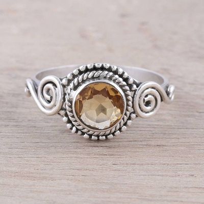 Alternate image for Spiral Motif Citrine Cocktail Ring from India Assam Allure