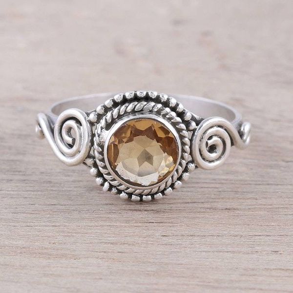 Alternate image for Spiral Motif Citrine Cocktail Ring from India Assam Allure