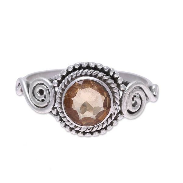 Alternate image for Spiral Motif Citrine Cocktail Ring from India Assam Allure