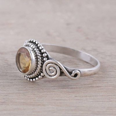 Alternate image for Spiral Motif Citrine Cocktail Ring from India Assam Allure