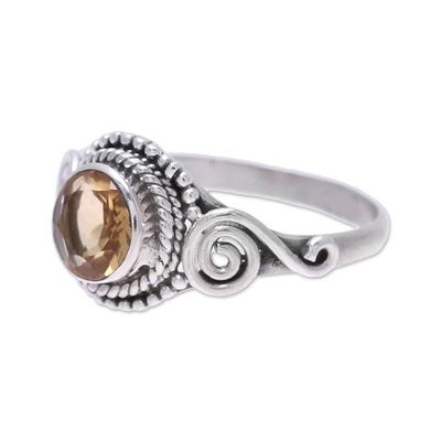 Alternate image for Spiral Motif Citrine Cocktail Ring from India Assam Allure