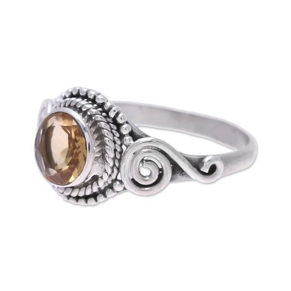 Alternate image for Spiral Motif Citrine Cocktail Ring from India Assam Allure