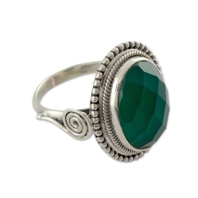 Alternate image for Sterling Silver Cocktail Ring with Green Onyx Green Magnificence