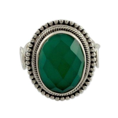 Alternate image for Sterling Silver Cocktail Ring with Green Onyx Green Magnificence