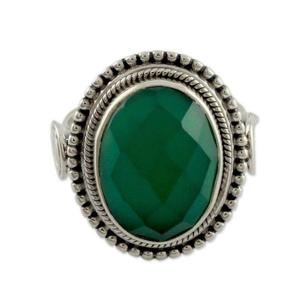 Alternate image for Sterling Silver Cocktail Ring with Green Onyx Green Magnificence