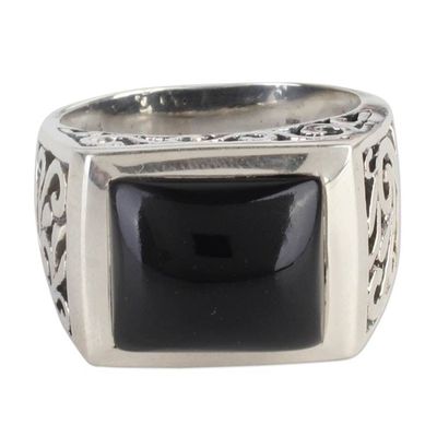 Alternate image for Sterling Silver Black Onyx Ring with Nature Motif Disguise