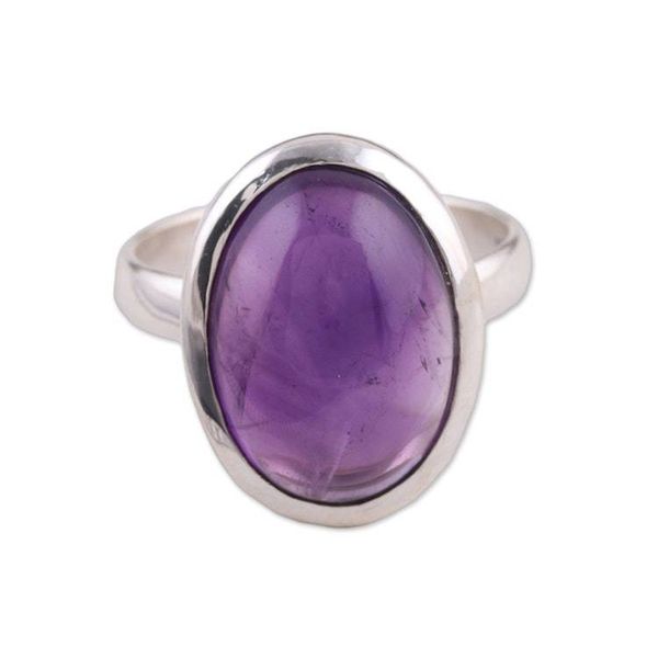 Alternate image for Artisan Handmade Amethyst 925 Sterling Silver Cocktail Ring Dusky Dream