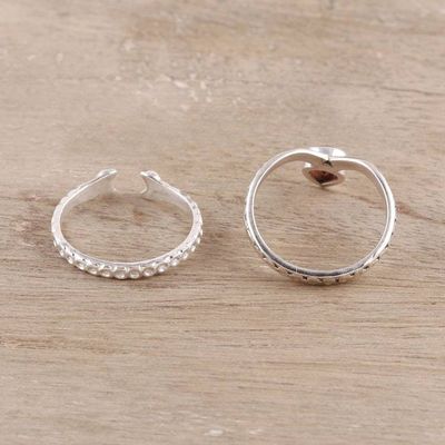 Alternate image for Garnet and Sterling Silver Rings from India Pair Delightful Glimmer