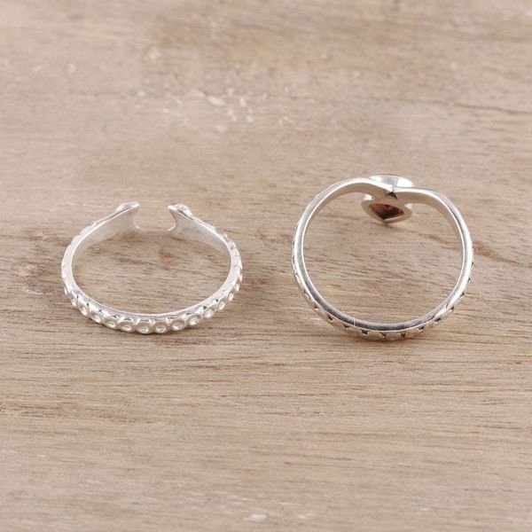 Alternate image for Garnet and Sterling Silver Rings from India Pair Delightful Glimmer