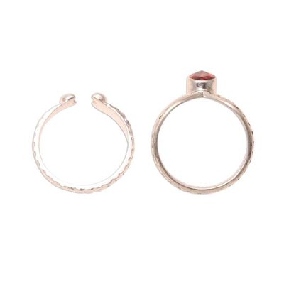 Alternate image for Garnet and Sterling Silver Rings from India Pair Delightful Glimmer