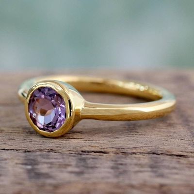 Alternate image for Gold Vermeil Jewelry Solitaire Amethyst Ring Lilac Nature