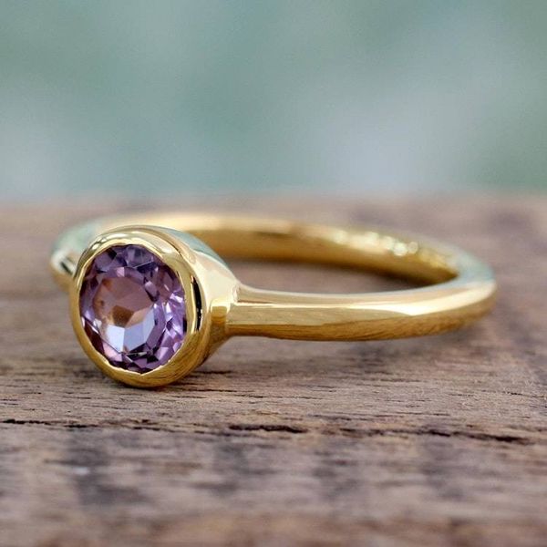 Alternate image for Gold Vermeil Jewelry Solitaire Amethyst Ring Lilac Nature