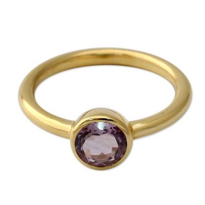 Alternate image for Gold Vermeil Jewelry Solitaire Amethyst Ring Lilac Nature