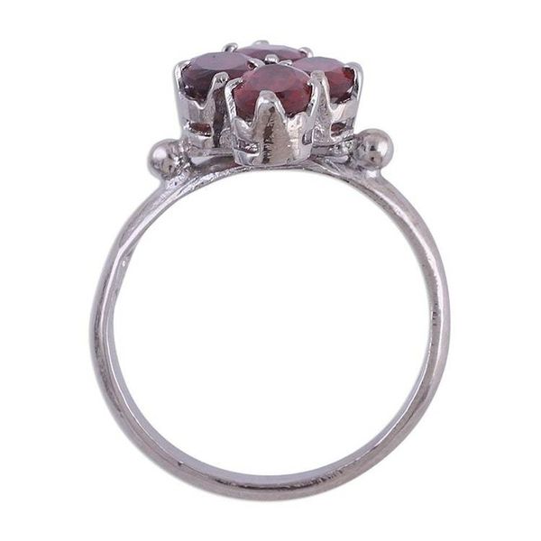 Alternate image for Faceted Garnet and Silver Cocktail Ring from India Red Sparkle