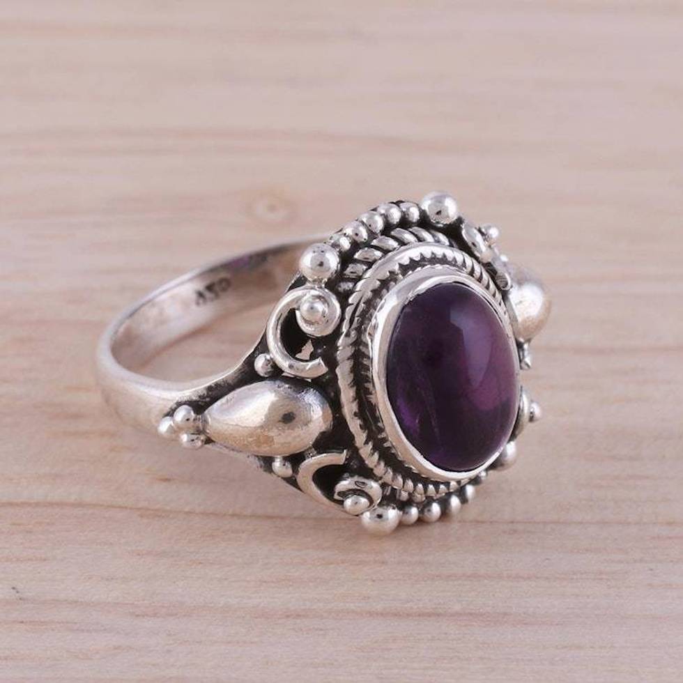 Handcrafted Amethyst and Sterling Silver Cocktail Ring 'Radiant Royalty'