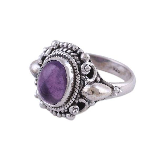 Alternate image for Handcrafted Amethyst and Sterling Silver Cocktail Ring Radiant Royalty