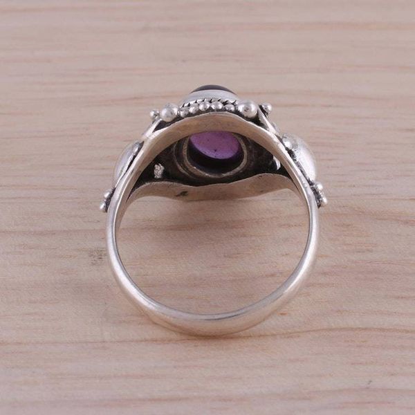 Alternate image for Handcrafted Amethyst and Sterling Silver Cocktail Ring Radiant Royalty