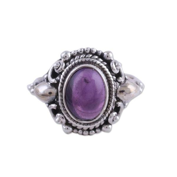 Alternate image for Handcrafted Amethyst and Sterling Silver Cocktail Ring Radiant Royalty