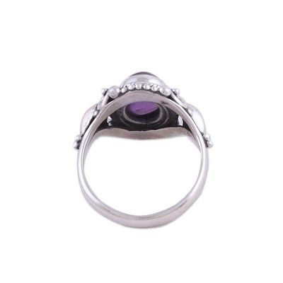 Alternate image for Handcrafted Amethyst and Sterling Silver Cocktail Ring Radiant Royalty