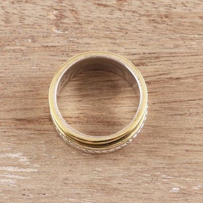 Alternate image for Sterling Silver and Brass Spinner Ring from India Hopeful Dance