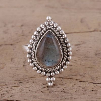 Primary image for Handmade 925 Sterling Silver Labradorite Cocktail Ring India Drops of Love