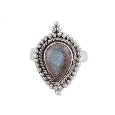 Alternate image for Handmade 925 Sterling Silver Labradorite Cocktail Ring India Drops of Love