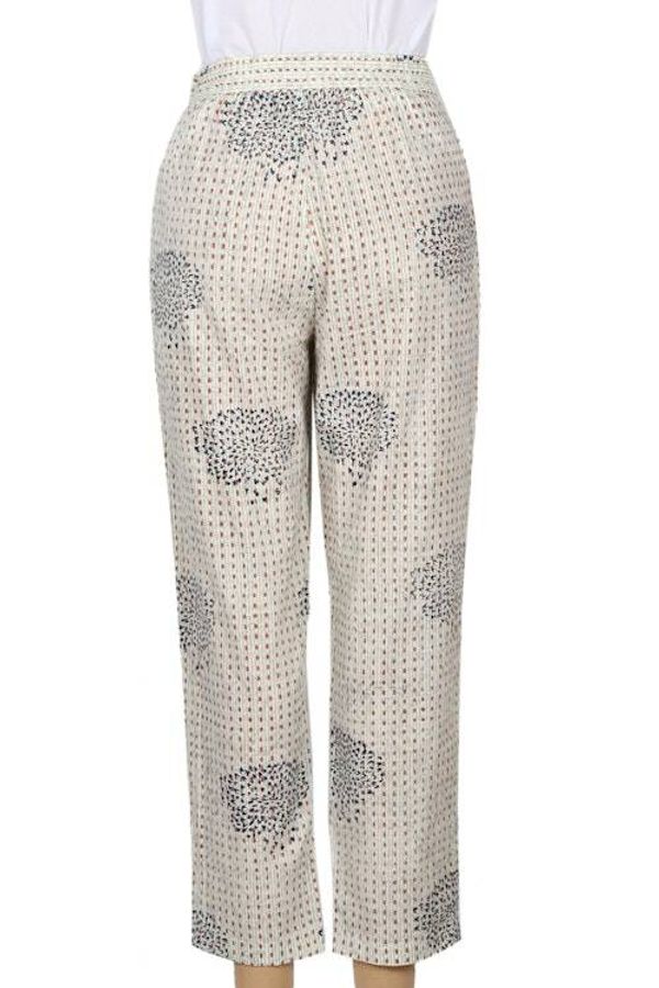 Alternate image for Hand Block Printed Ivory Cotton Pants Mumbai Muse