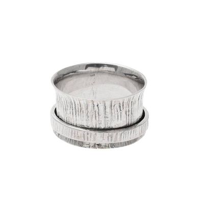 Alternate image for Tree Bark Pattern Sterling Silver Spinner Ring from India Rotating Trunk