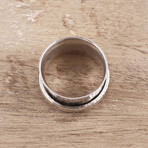 Alternate image for Tree Bark Pattern Sterling Silver Spinner Ring from India Rotating Trunk