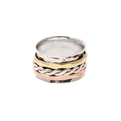 Alternate image for Twist Pattern Sterling Silver Spinner Ring from India Rotating Twist