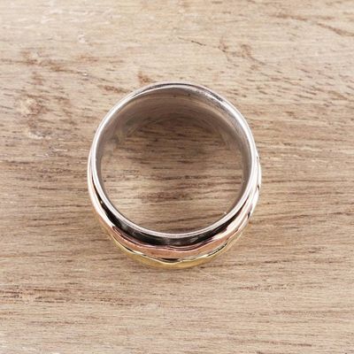Alternate image for Twist Pattern Sterling Silver Spinner Ring from India Rotating Twist