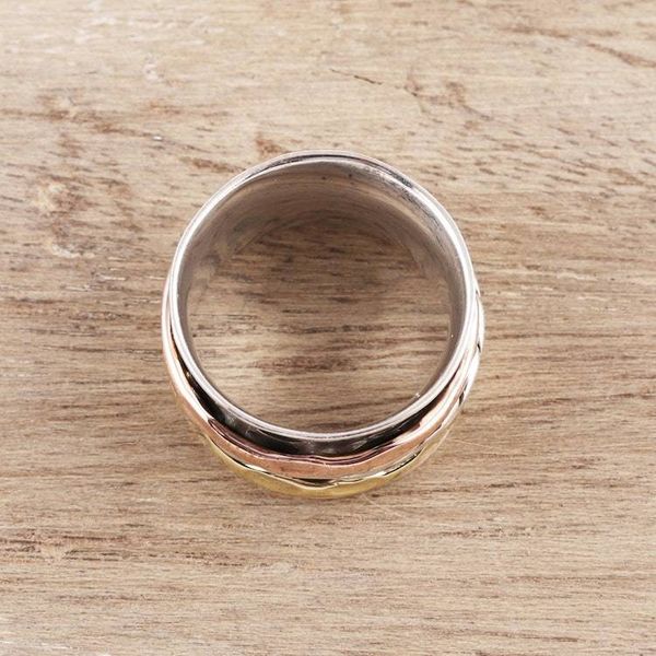 Alternate image for Twist Pattern Sterling Silver Spinner Ring from India Rotating Twist
